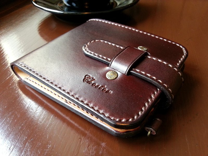 真皮 牛皮 植鞣皮 手作短夹 皮夹 钱包 定制颜色 印英文字 - 皮夹/钱包 - 真皮 多色