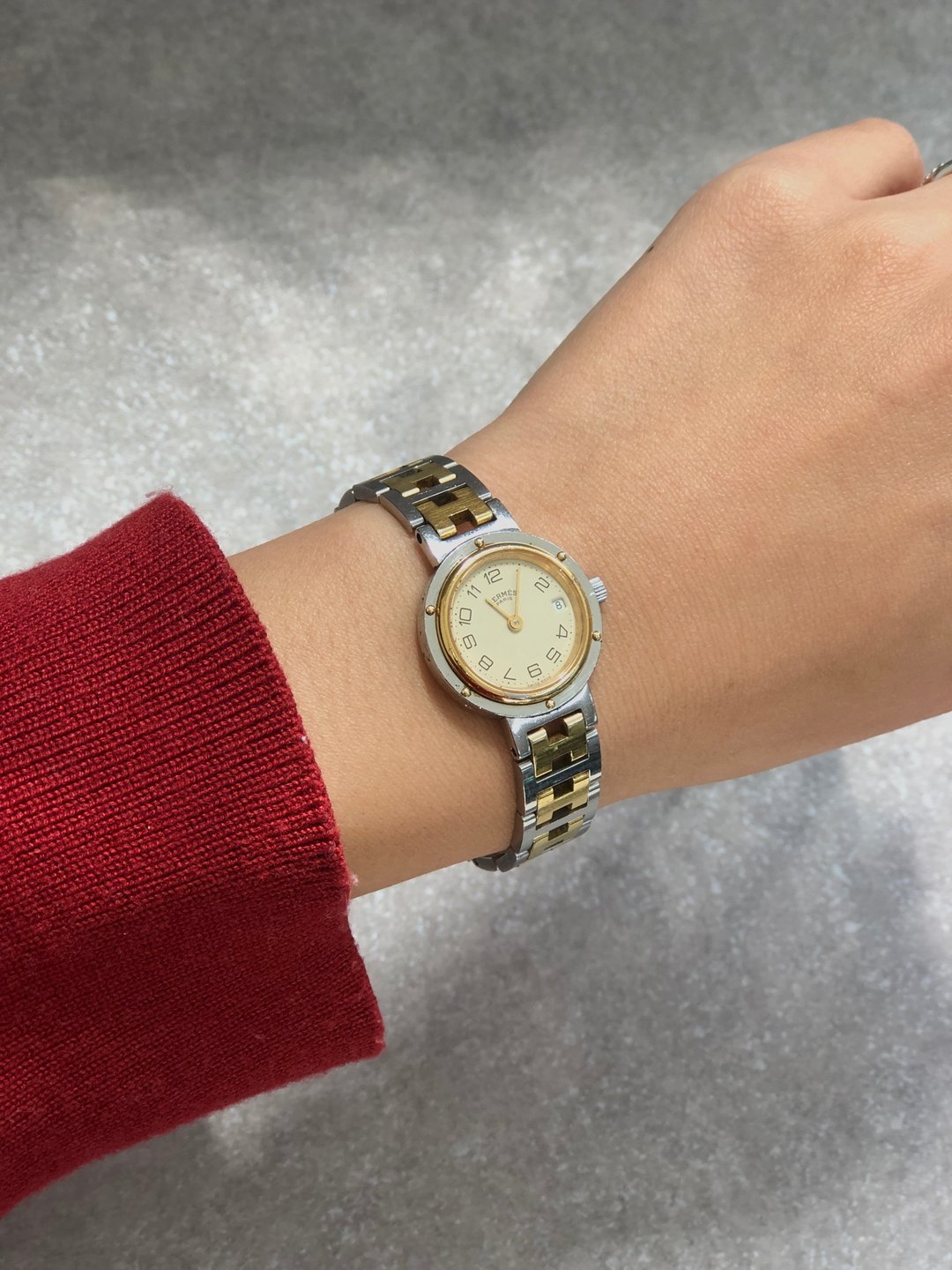 【 日本直送 名牌中古包 】HERMES 爱马仕 手表 金色 银色 不锈钢 石英 Clipper vintage d4witg - 女表 - 不锈钢 银色