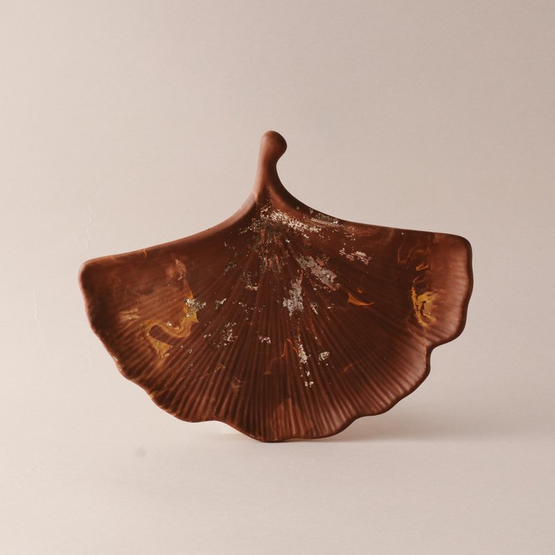 Jesmonite英国矿石树脂/叶盘- 金箔艺术大理石纹 - 摆饰 - 环保材料 咖啡色