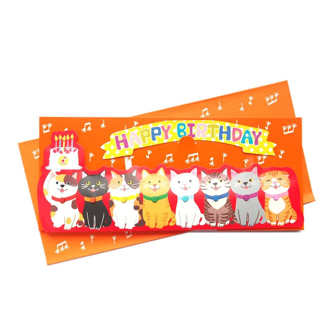 音乐/音效卡片-猫咪合唱团【Hallmark-JP日本卡 生日祝福】 - 卡片/明信片 - 纸 多色