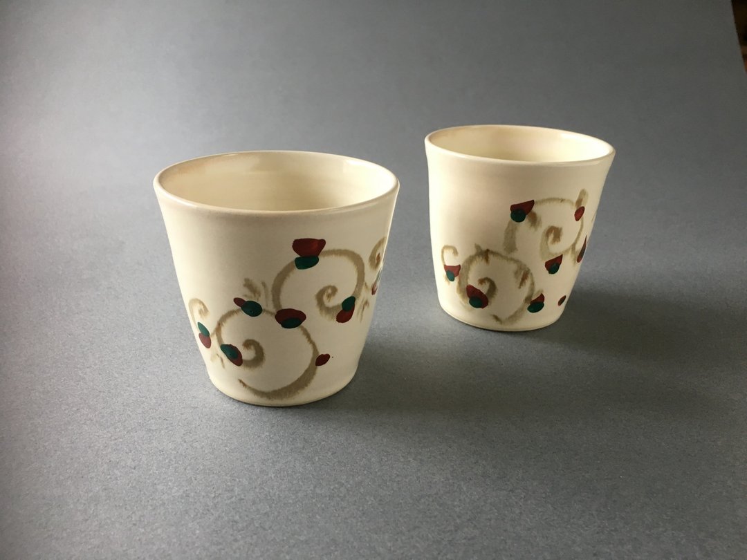 Color painting free cup - 茶具/茶杯 - 瓷 白色