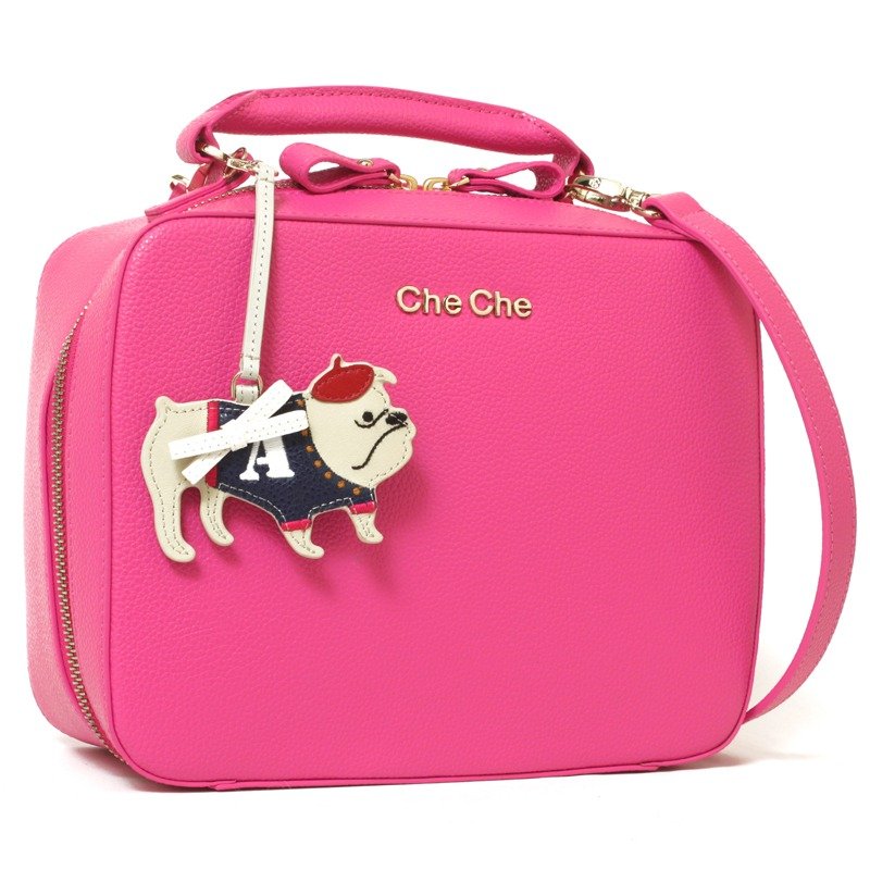 老虎狗狗挂饰牛皮手袋 - 侧背包/斜挎包 - 真皮 多色