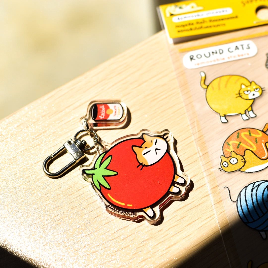 猫咪番茄透明压克力钥匙圈 Tomato Cat - 钥匙链/钥匙包 - 压克力 红色