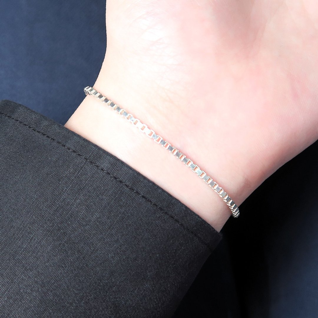 刻字订制 纯银 细致版 威尼斯手链 银白款(1.8mm) 925纯银手链 - 手链/手环 - 纯银 银色