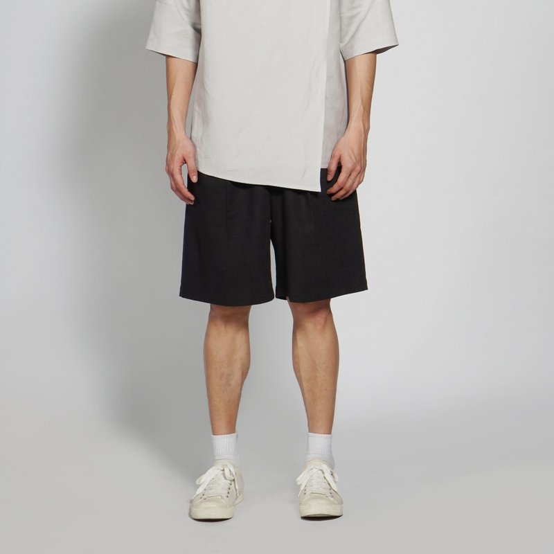 黑白切 17SS 后口袋拉链休闲短裤 黑 - 男士长裤 - 棉．麻 黑色