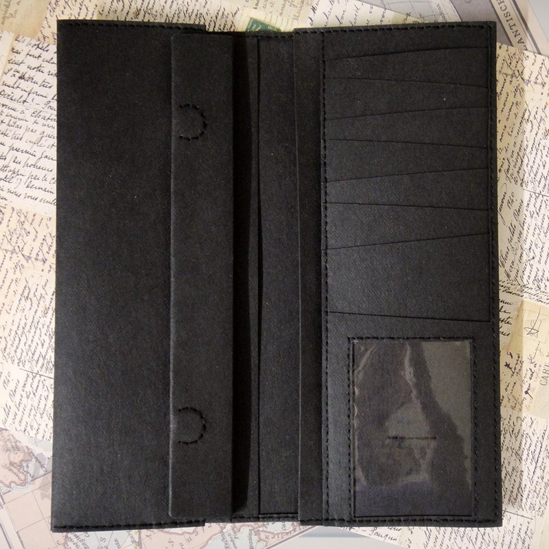 (直式长夹) 相片+中口袋零钱层 9卡相片零钱 质感 水洗牛皮纸 - 皮夹/钱包 - 纸 咖啡色