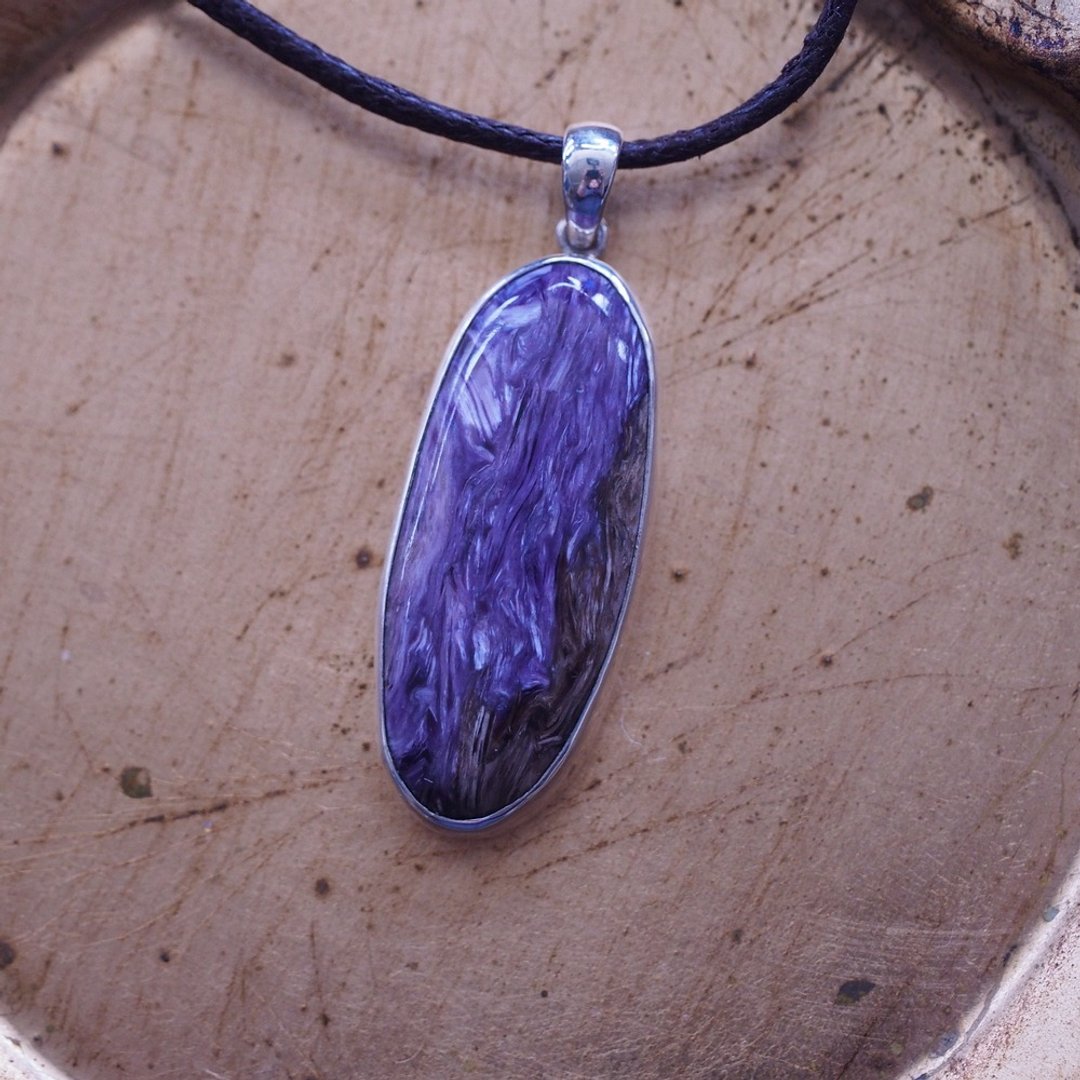 紫龙晶  查罗石 手工银坠 Charoite Silver Handmade Pendant - 项链 - 半宝石 紫色