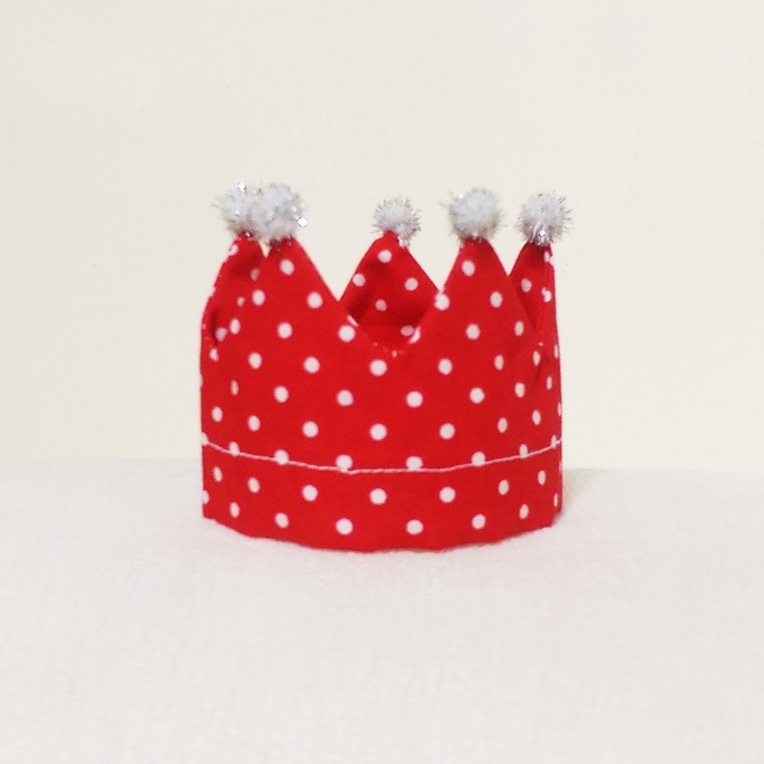 Ella Wang Design Crown 宠物 帽 皇冠 庆生 猫 狗 红色 水玉点 - 衣/帽 - 棉．麻 红色