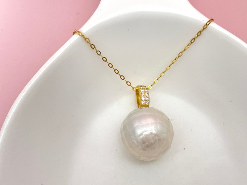 天然海水珍珠 澳白龙鳞珍珠 纯银吊坠 赠项链 - 项链 - 珍珠 透明