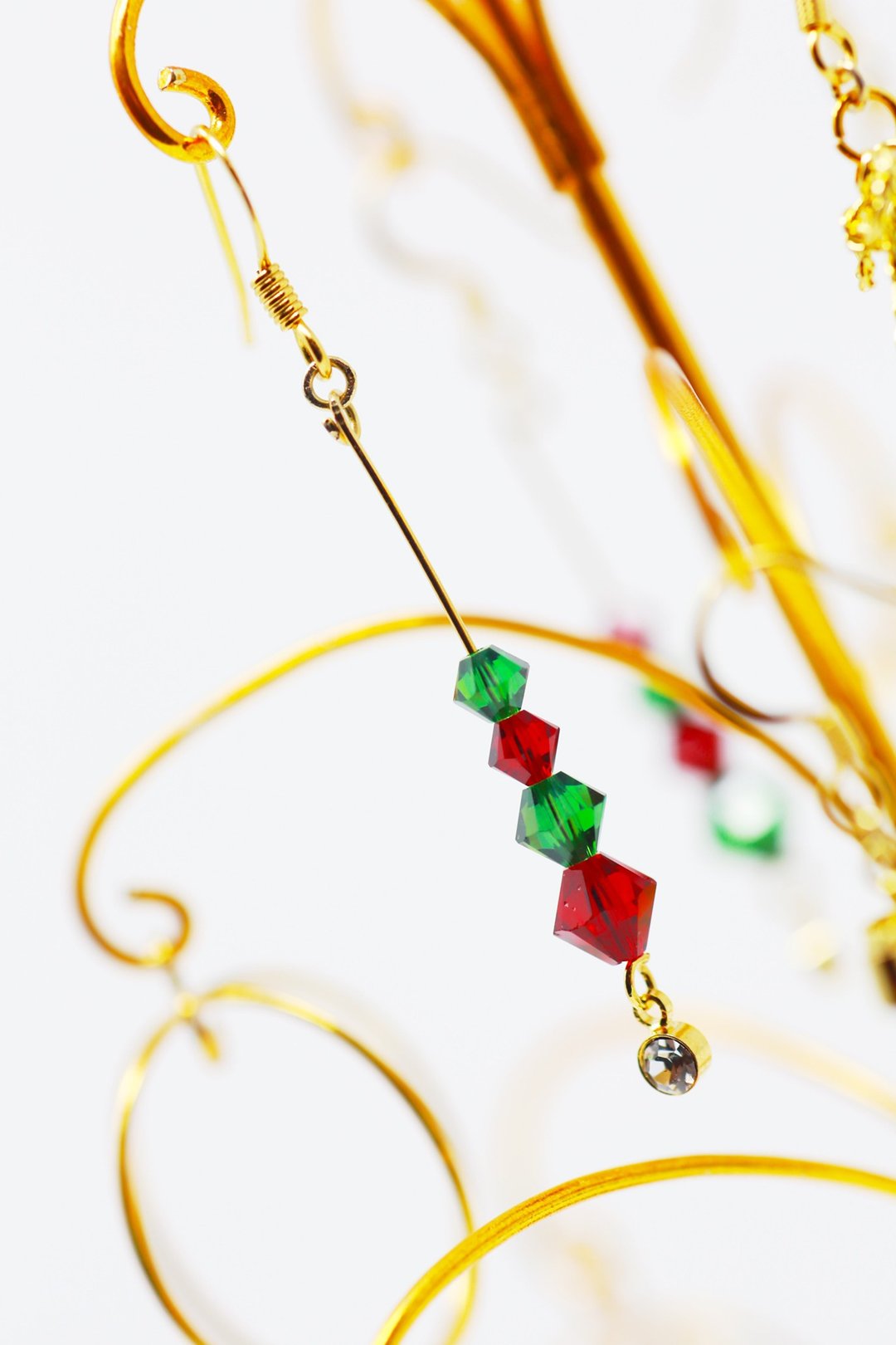 Swarovski Holy Night Piercing and Earrings - 耳环/耳夹 - 水晶 绿色