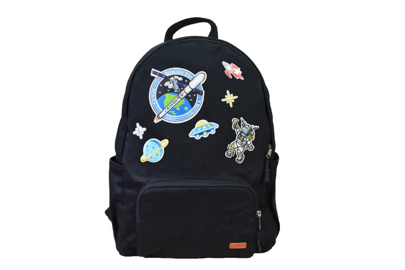 定制化棉质柔感烫片帆布包-NETTA太空鹿头B款 - 后背包/双肩包 - 其他人造纤维 黑色