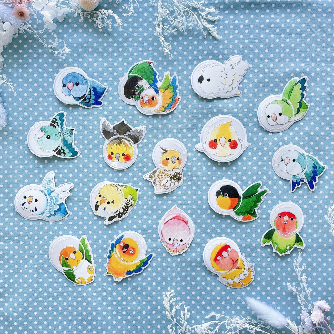 Rolia's 手作 海底悠游 鹦鹉 防水透明白墨贴纸 - 贴纸 - 纸 