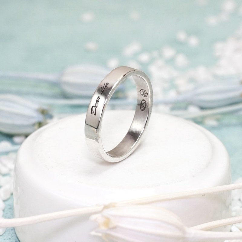 经典银戒 4mm中版 925纯银戒指 刻字订制 男戒 女戒 姓名戒指 - 戒指 - 纯银 银色
