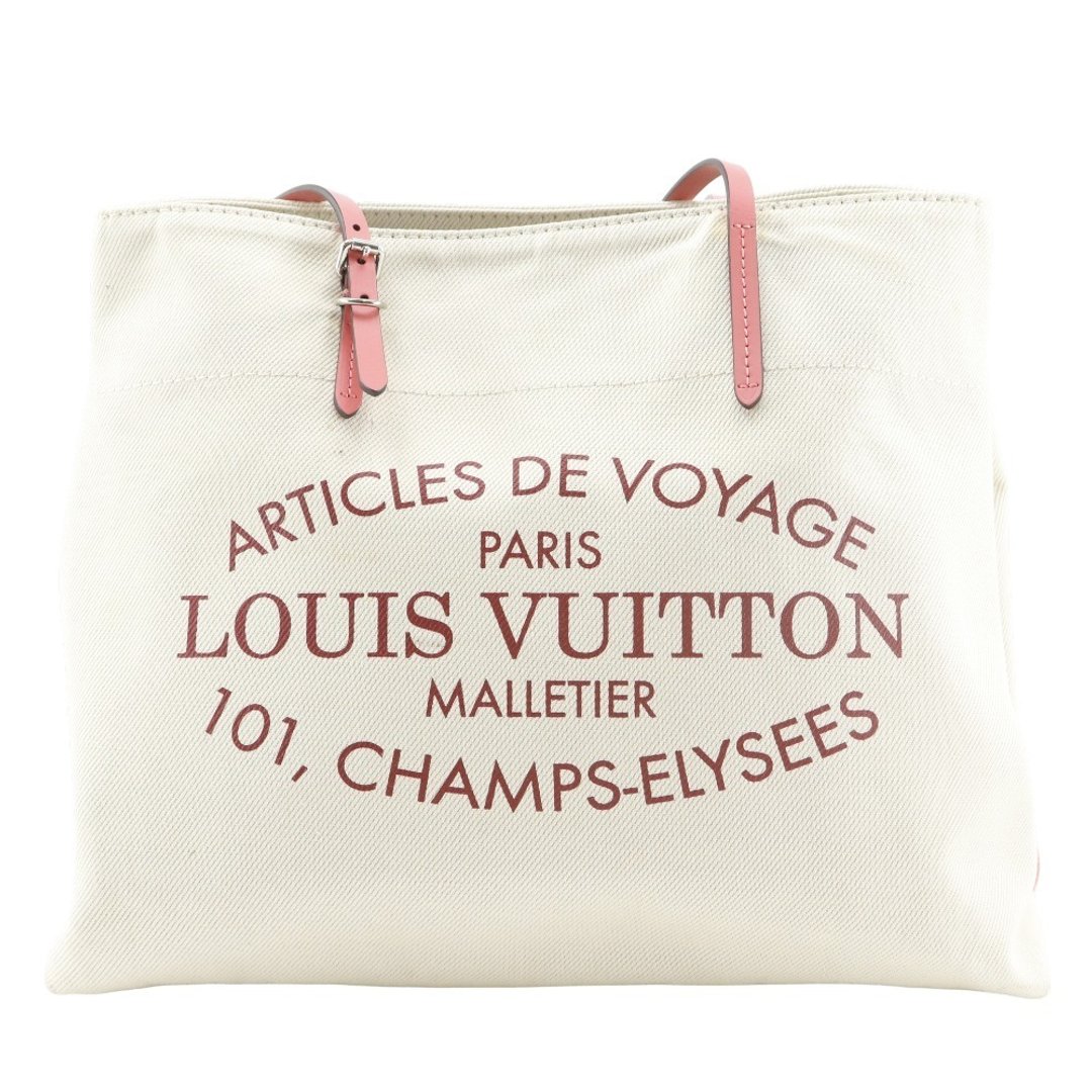 【日本直送】LOUIS VUITTON Cabas MM 托特包 2014 年夏季系列 M94502 帆布 Corail Ivory / 粉色 中古】 - 手提包/手提袋 - 棉 白色