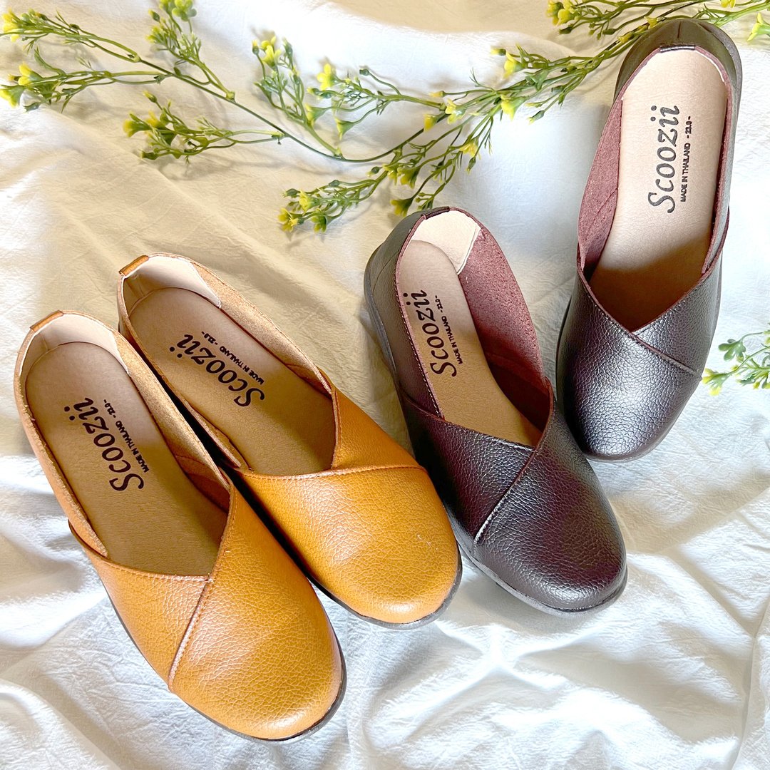 Hand-dyed PU leather easy pumps insole plain slip-on layer design 1640 - 女款休闲鞋 - 其他材质 多色