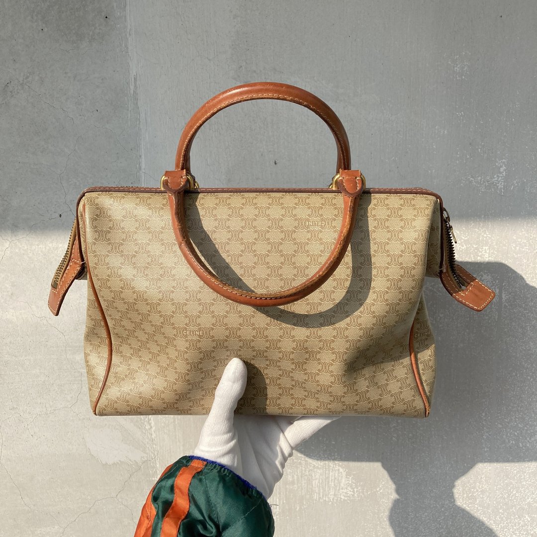 CELINE 意大利制 古董 包 医生包 牛皮搭Monogram 复古 vintage - 手提包/手提袋 - 其他材质 卡其色
