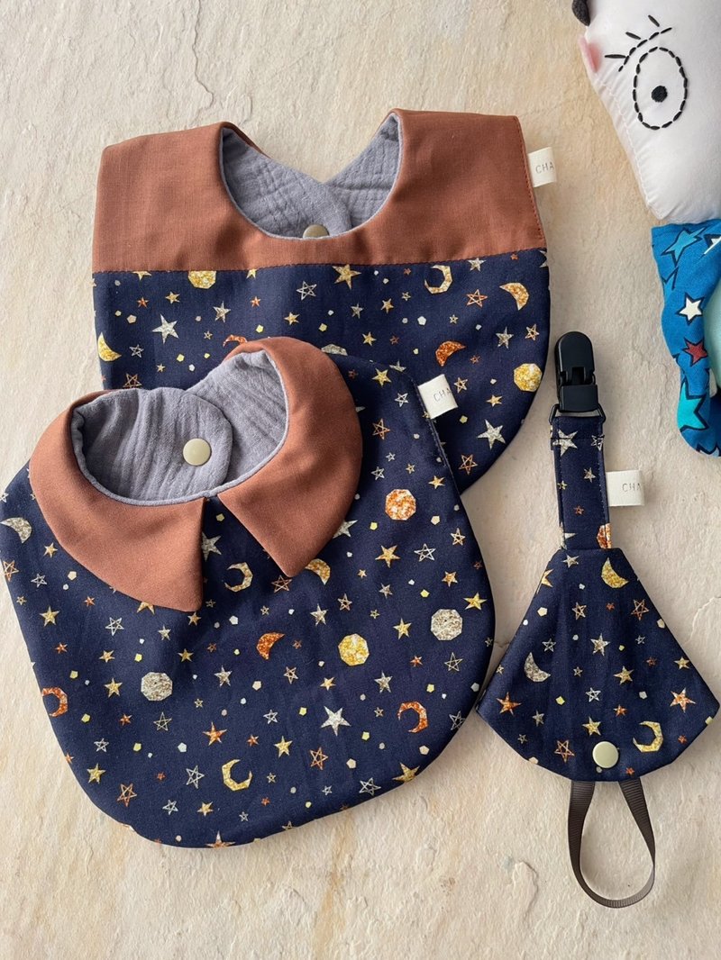 巧克力星球弥月礼盒。手工制3件组 - 满月礼盒 - 棉．麻 黑色