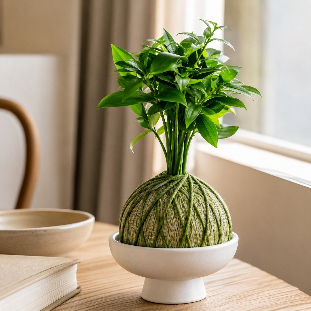 苔球植物 竹柏墨绿苔球加磨砂高脚钵 苔球 苔玉 礼物 送礼 - 植栽/盆栽 - 植物．花 绿色