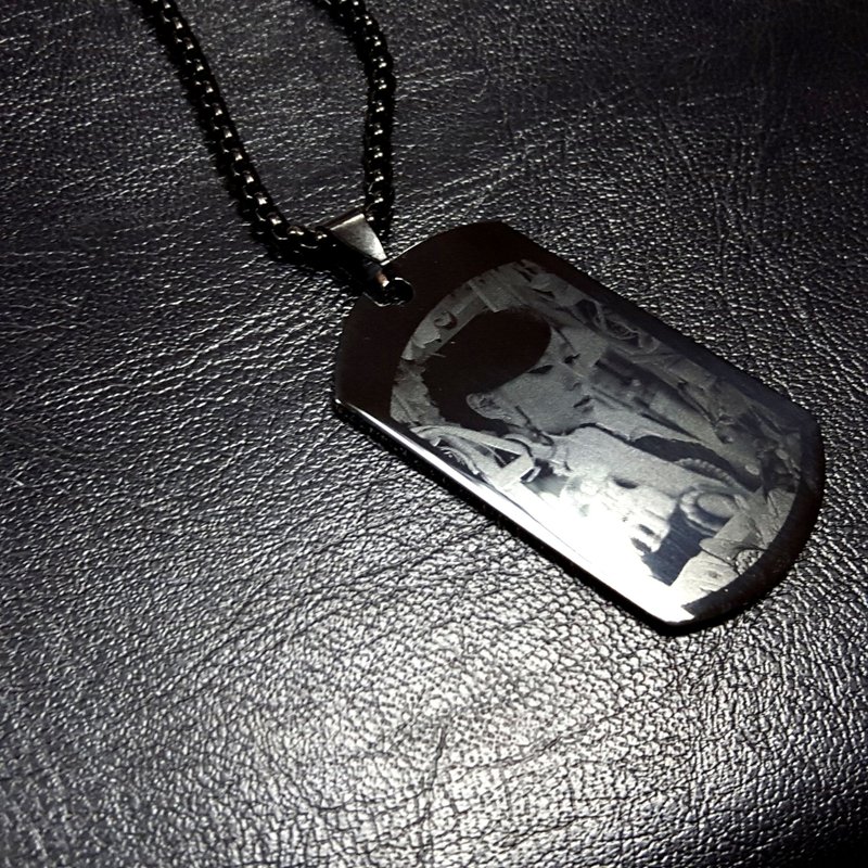 Q1款-御匠刻饰-定制相片雕刻-白钢项链 - 项链 - 其他金属 多色