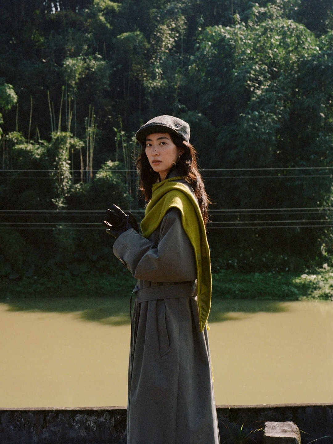 翻领风衣长款-军绿色 德国镀膜工艺白风衣升级版 - 女装休闲/机能外套 - 棉 卡其色