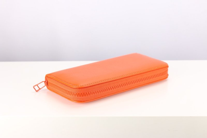 Z012 Zipper Wallet - Orange - Genuine leather - 皮夹/钱包 - 真皮 橘色