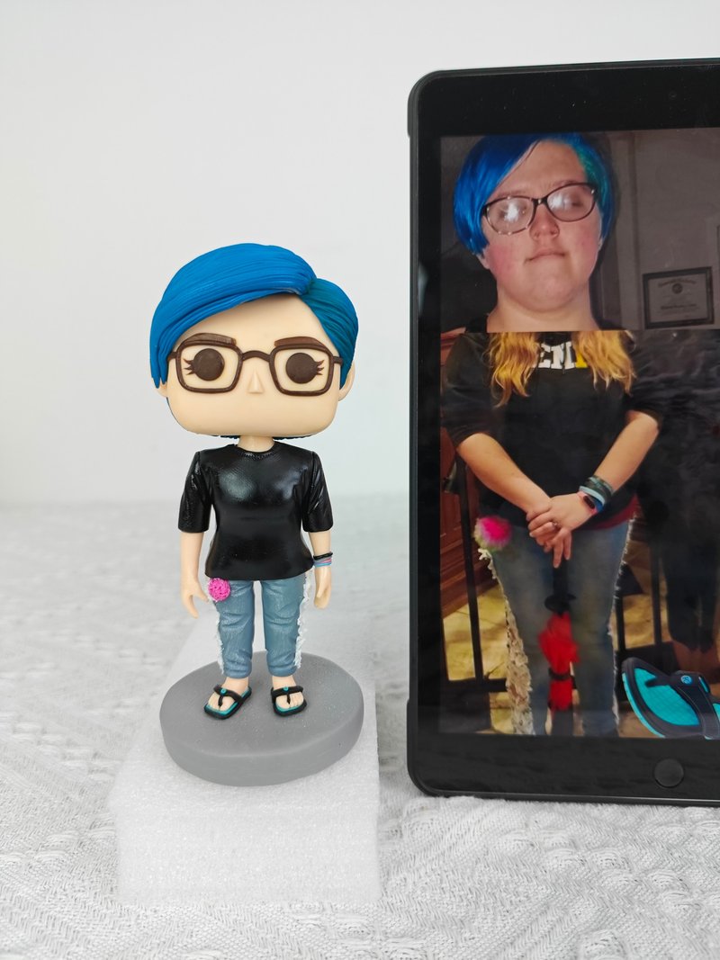 纯手工定制美国Funko Pop 自画肖像公仔娃娃男朋友老公生日礼物 - 玩偶/公仔 - 粘土 多色