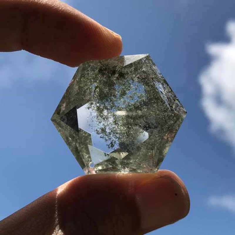 【Lost and find】天然石 绿幽灵 六芒星 项链 - 项链 - 宝石 绿色