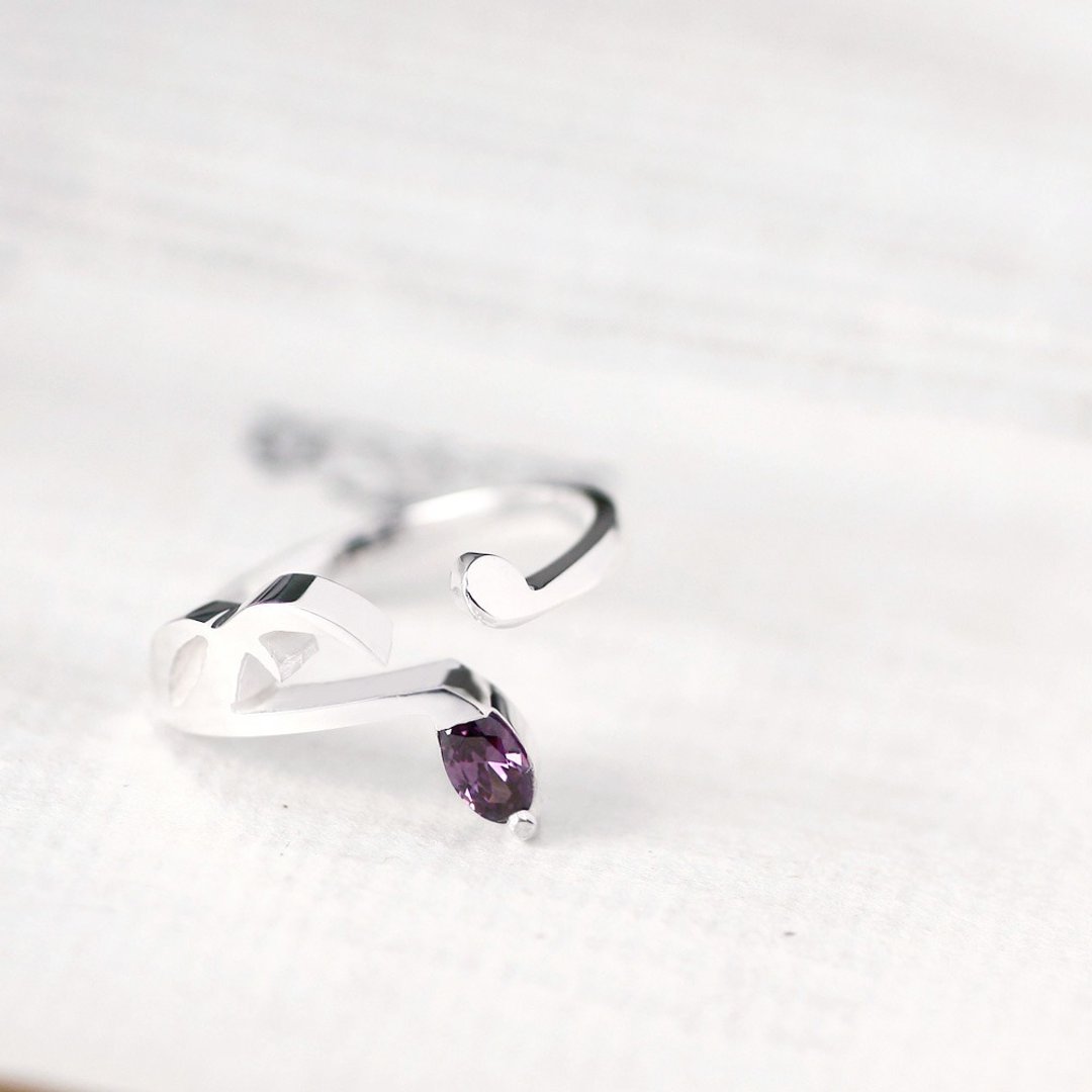 Amethyst 16th Note Ring Silver 925 - 戒指 - 其他金属 紫色