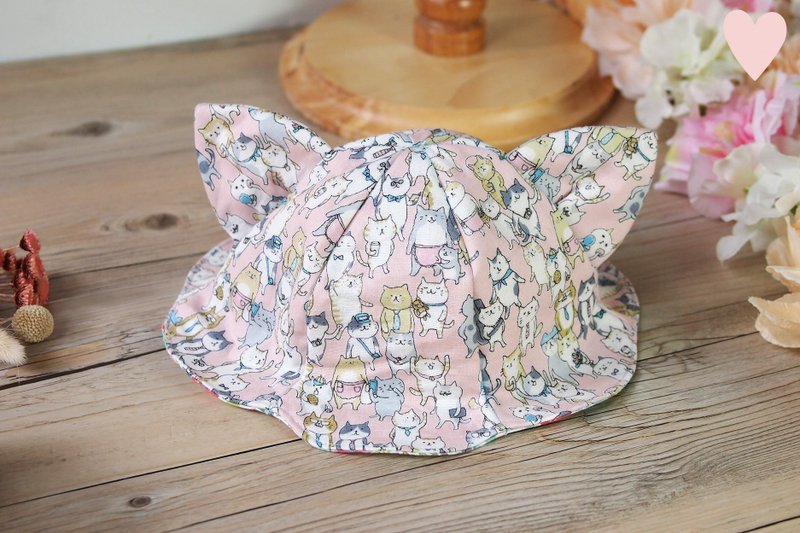 小孩双面花瓣帽(单面+猫耳或熊耳)头围尺寸42~52厘米 - 婴儿帽/发带 - 棉．麻 