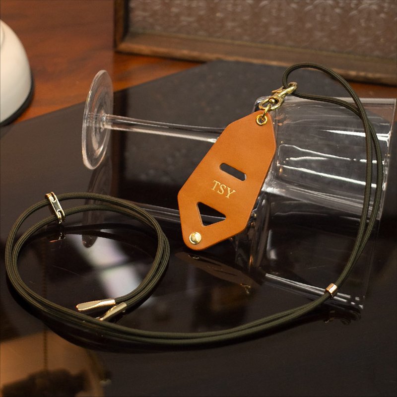 眼镜或手套挂钩及绳 - 压印 (可烫金 / 不烫) - 钥匙链/钥匙包 - 真皮 卡其色