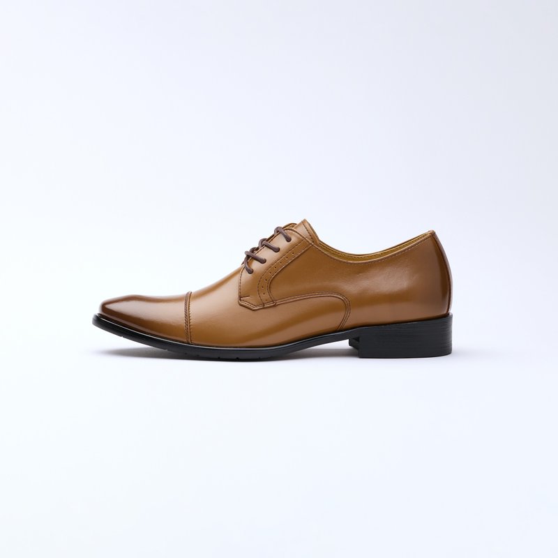 一字横纹绅士皮鞋(S06棕) - 男款皮鞋 - 真皮 黑色