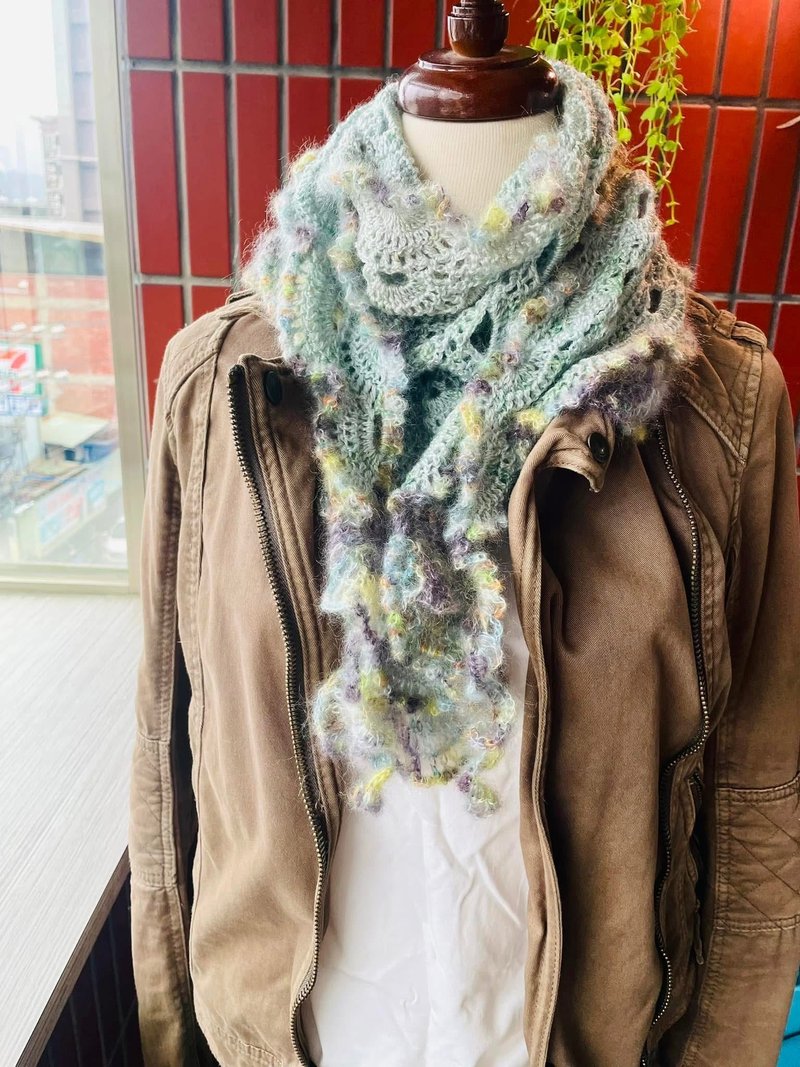 革物制织|手染蚕丝羊毛海披肩围巾_绿精灵系 - 围巾/披肩 - 羊毛 