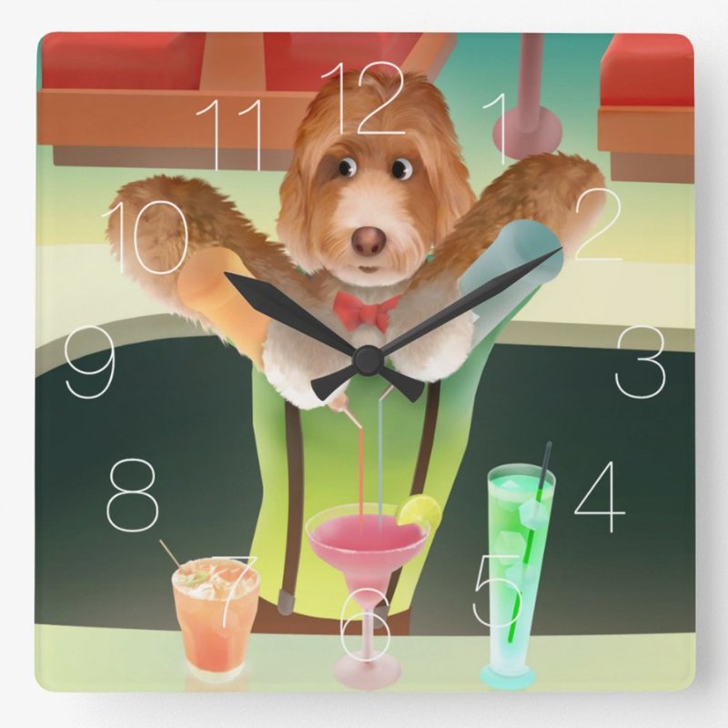 小铁君挂钟/ 狗狗调酒师 + 狗狗票卡包/ 2件组合 - 时钟/闹钟 - 压克力 