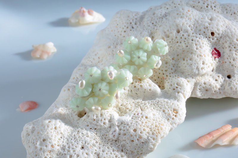 Sea bud(Fix) - 耳环/耳夹 - 其他材质 绿色
