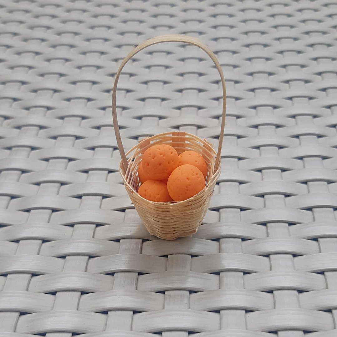 Oranges, mini oranges, 8 mini oranges, small baskets, miniatures - 摆饰 - 粘土 橘色