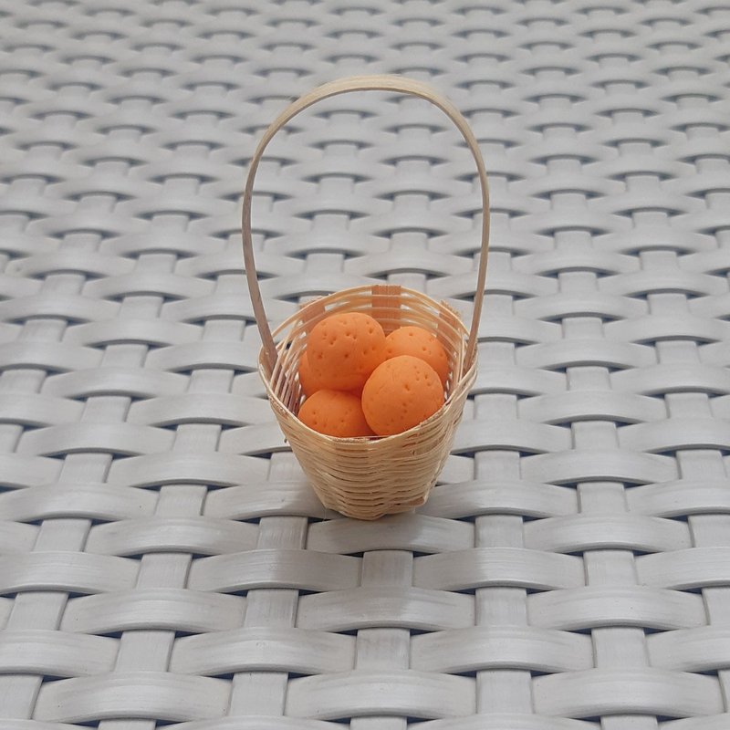Oranges, mini oranges, 8 mini oranges, small baskets, miniatures - 摆饰 - 粘土 橘色