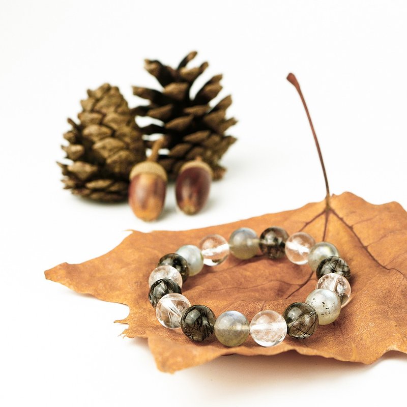 七轮调和手串/黑发晶拉长石/天然/水晶手链/能量石/原生态102117 - 手链/手环 - 水晶 多色