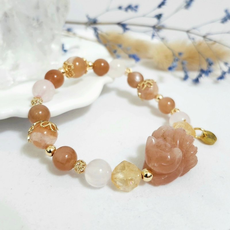 骨干九尾狐设计手链/招桃花招财/消除负能量之水晶 - 手链/手环 - 水晶 橘色