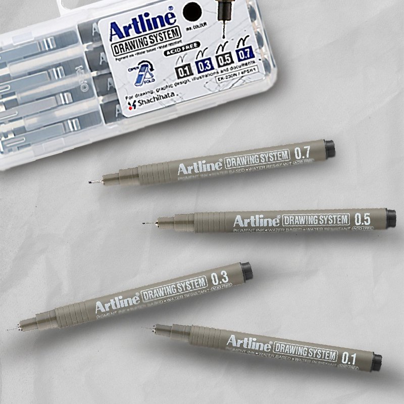 日本 SHACHIHATA Artline 代针笔组0.1/ 0.3/0.5/0.7黑 - 其他书写用品 - 塑料 黑色