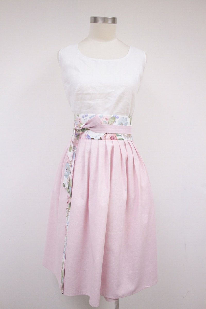 Handmade by Cherry 日常韩服 生活韩服 - 玫瑰花腰带粉红色韩服裙 高腰裙 樱花色 - 裙子 - 棉．麻 粉红色