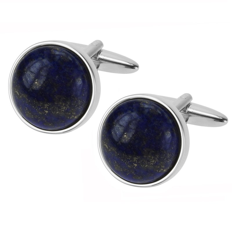 圆形青金石袖扣 - 袖扣 - 其他金属 蓝色