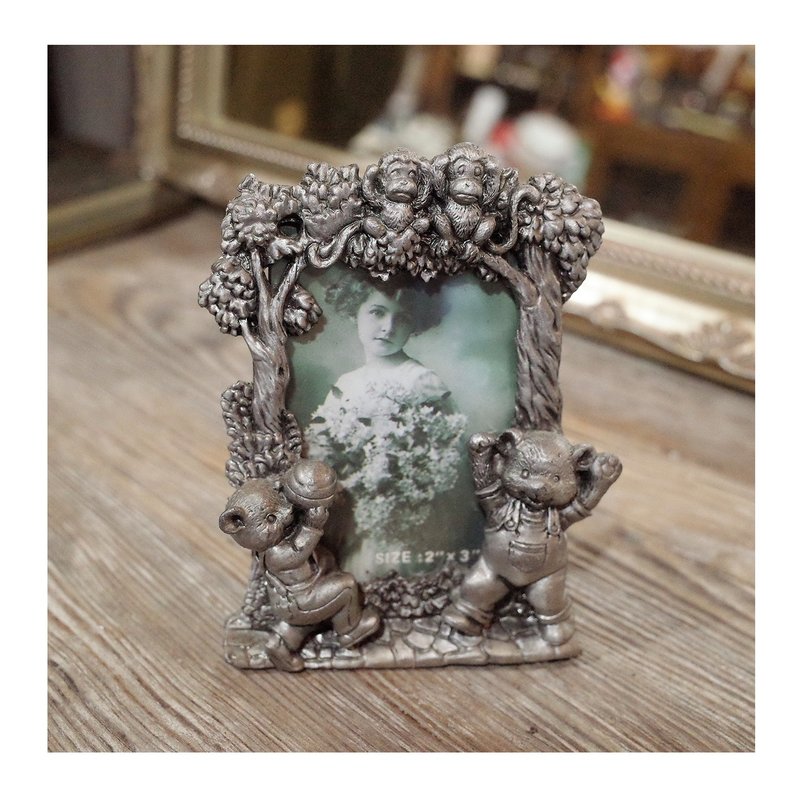 老件.早期小熊猴子造型立体浮雕合金小相框.摆件#收藏品 - 摆饰 - 其他金属 