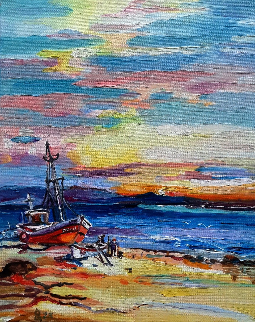 Sailboat  Painting  Original Art  Oil Painting  Wall Decor Oil On Canvas - 墙贴/壁贴 - 其他材质 蓝色