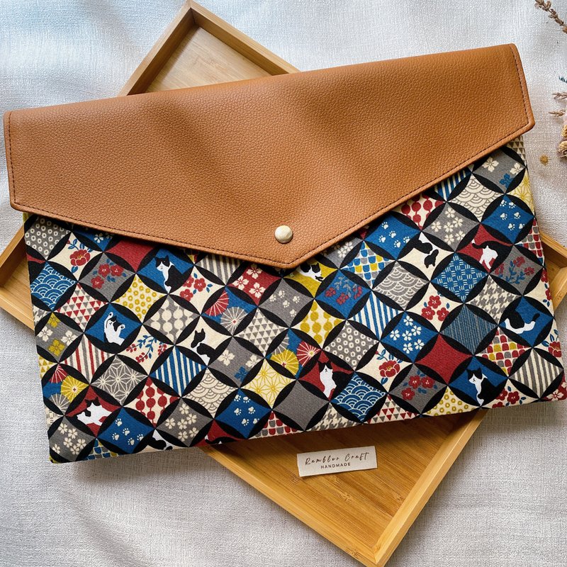 IPad Macbook 平板 电脑 保护套 收纳袋  蓝色日系礼服猫款 - 电脑包 - 棉．麻 