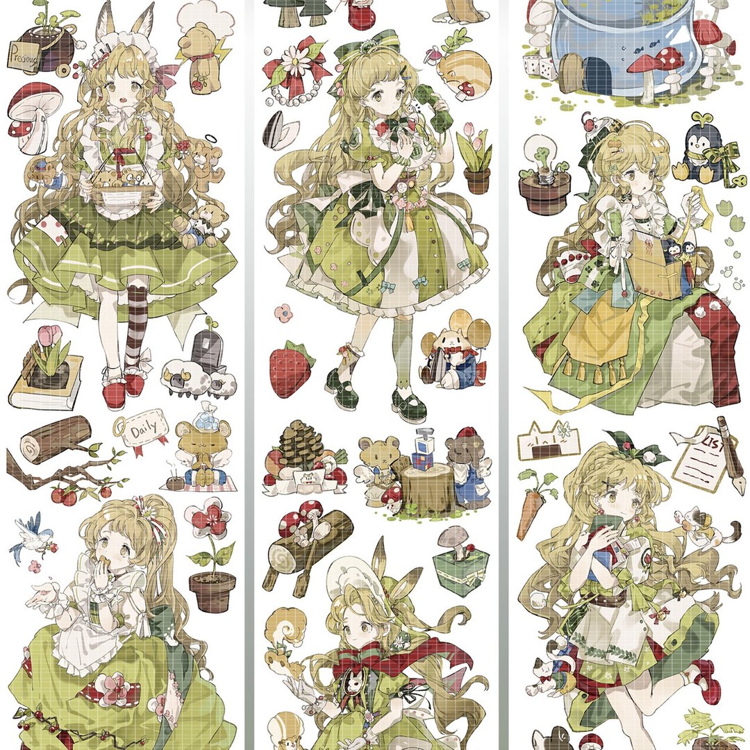 森林来信 春日小魔女 PET 紙膠帶 貝殼光 10米卷 - 纸胶带 - 其他材质 绿色