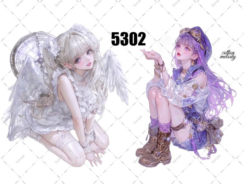 原创贴纸 no.5302 人物贴纸 原创贴纸 原创人物贴纸 装饰贴纸 cotton melody - 贴纸 - 纸 