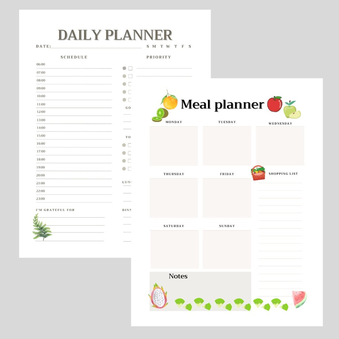 Daily Meal Planner Calendar 2023 Printable Downloadable File PDF Print 8.5x11 in - 其他数码商品 - 其他材质 
