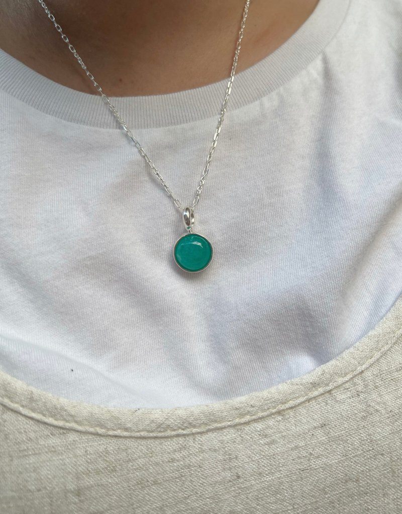 美好石光—果实记忆— 天河石纯银坠饰 - 项链 - 宝石 蓝色