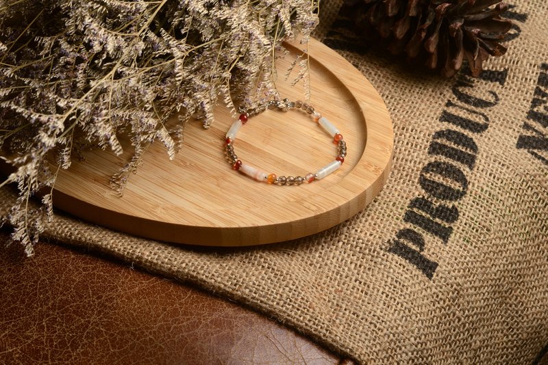 【神山晶礦】長形瑪瑙茶晶手鍊/瑪瑙/茶晶 - 手链/手环 - 水晶 橘色