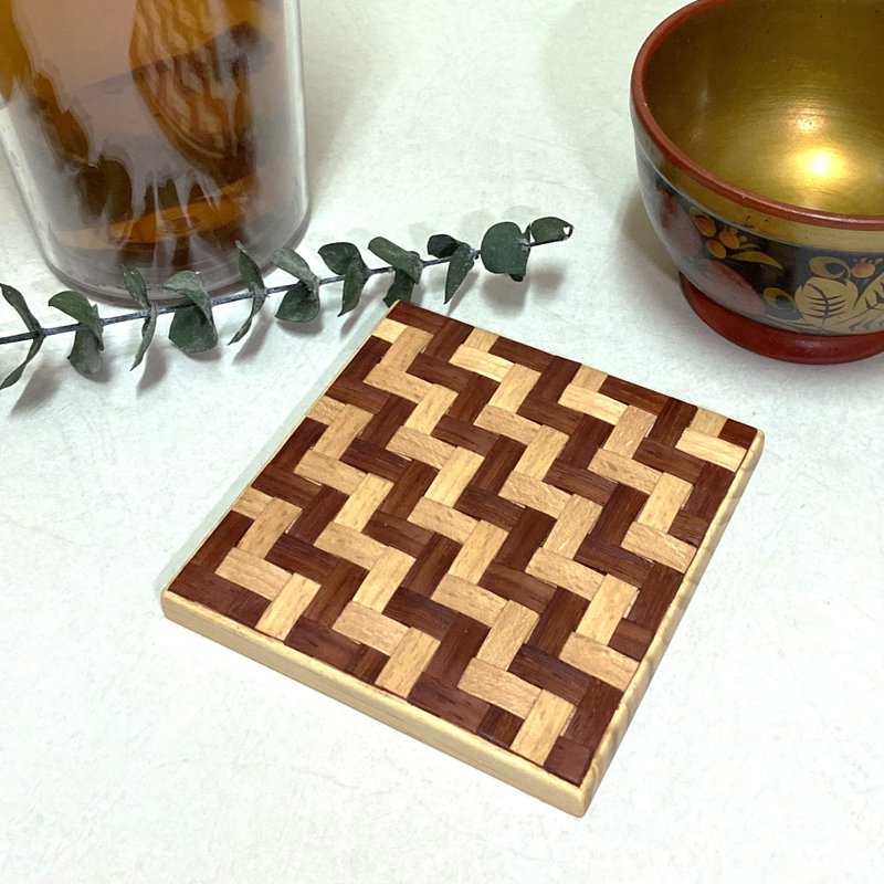 【台湾原创】编织造型杯垫(红檀/榉木) - 杯垫 - 木头 